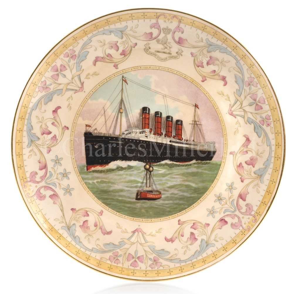 Lot 110 - A SOUVENIR PLATE FROM R.M.S. MAURETANIA, CIRCA 1906