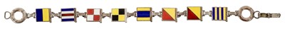 Lot 79 - A YACHTING BRACELET  WITH EIGHT ENAMELLED SIGNAL FLAGS