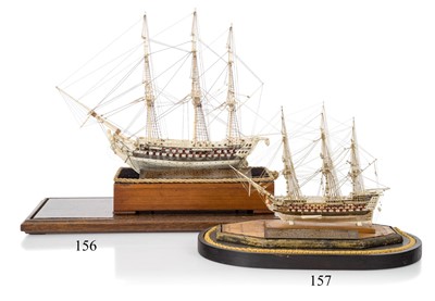 Lot 157 - AN EARLY 19TH-CENTURY NAPOLEONIC FRENCH PRISONER OF WAR BONE SHIP MODEL