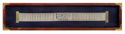 Lot 150 - A VERY RARE SENNIT HAT TALLY COMMEMORATING LORD DUNCAN, CIRCA 1797