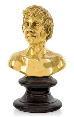 Lot 168 - A 19TH CENTURY GILT BRONZE BUST OF NELSON
