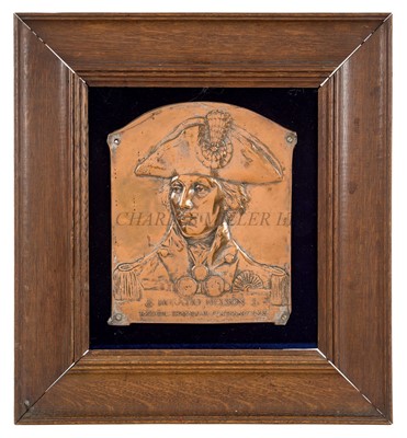 Lot 195 - A 1905 CENTENARY COPPER PORTRAIT PLAQUE OF NELSON BY L.F. VON ROSELIEB