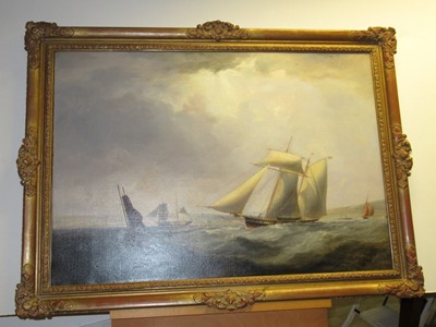 Lot 33 - JAMES HARRIS OF SWANSEA (1810-1887) - A SCHOONER OF THE ROYAL YACHT SQUADRON SAILING OFF SWANSEA