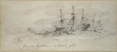 Lot 31 - JAMES C. HARRIS (BRITISH, ACTIVE 1846-1876) - MUMBLES ROADSTEAD; IN THE DAYS OF STUDDING SAILS