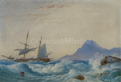 Lot 34 - WILLIAM JOY (BRITISH, 1803-1867) - TWO MASTED VESSEL IN A SQUALL