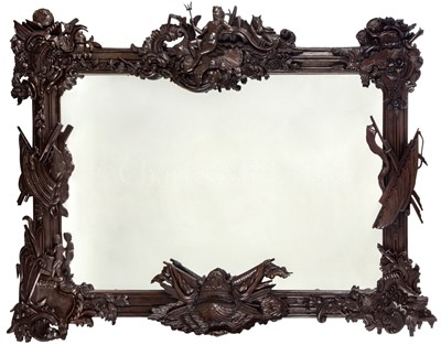 Lot 25 - AN IMPRESSIVE MARINE-THEMED OVERMANTLE MIRROR, POSSIBLY FROM A CLUB, CIRCA 1900