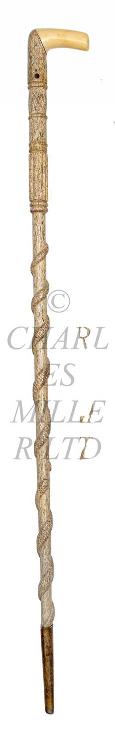 Lot 28 - Ø A SAILOR'S WHALEBONE WALKING STICK, CIRCA 1860