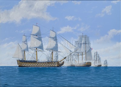 Lot 179 - δ JAMES MILLER (BRITISH, B. 1969) - VICTORY UNDER HEAVY FIRE, APPROACHING THE LINE, TRAFALGAR