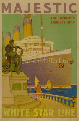 Lot 111 - TRAVEL AGENT'S POSTER FOR THE WHITE STAR LINE MAJESTIC, CIRCA 1932