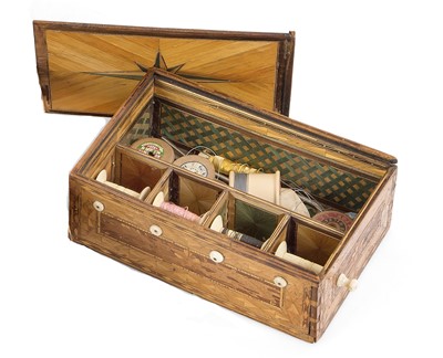 Lot 159 - AN EARLY 19TH CENTURY PRISONER OF WAR COTTON SEWING BOX