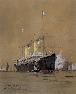 Lot 67 - WILLIAM MINSHALL BIRCHALL (BRITISH, 1884-1941): Orient Line 'Ophir' off Tilbury
