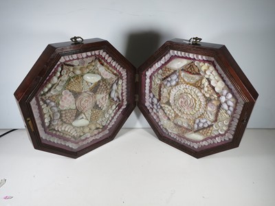 Lot 19 - A FINELY CASED BERMUDAN SHELLWORK SAILOR'S VALENTINE, MID 19TH CENTURY