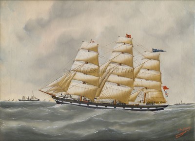Lot 16 - EDOUARD ADAM OF LE HAVRE (1847-1929): The iron clipper 'Ravenscrag' requesting a pilot