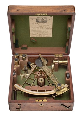 Lot 240 - A FINE AND HIGHLY ORIGINAL PLATINUM-SCALED PRIZE SEXTANT FROM H.M.S. WORCESTER, 1886