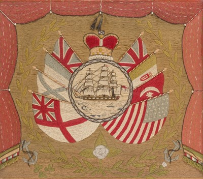Lot 163 - A SAILOR'S PATRIOTIC WOOLWORK, CIRCA 1950