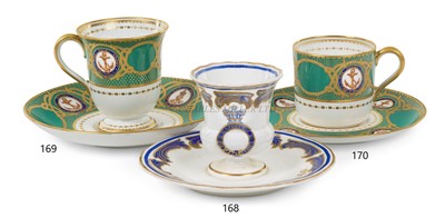 Lot 168 - AN EGG CUP AND SAUCER FROM R.Y. VICTORIA & ALBERT II, CIRCA 1890