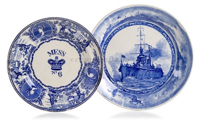 Lot 177 - A VICTORIAN BLUE & WHITE STONEWARE MESS PLATE