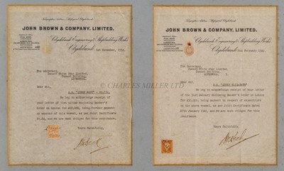 Lot 81 - CUNARD WHITE STAR LINE RMS QUEEN MARY & ELIZABETH JOHN BROWN BUILDERS RECEIPTS
