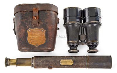 Lot 225 - A PAIR OF PRIZE BINOCULARS FROM H.M.S. WORCESTER, 1898