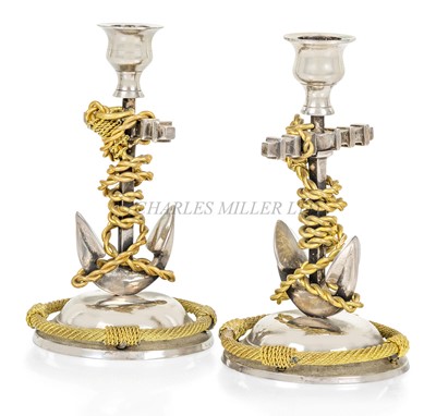 Lot 140 - PAIR OF MARINE-THEMED CANDLESTICKS