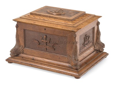 Lot 198 - THE LAUNCHING CASKET FOR THE LEANDER CLASS LIGHT CRUISER, H.M.S. NEPTUNE, 1933