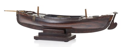 Lot 18 - AN ATTRACTIVE MODEL OF A LUG RIGGED, DROP-KEEL CANOE, CIRCA 1890