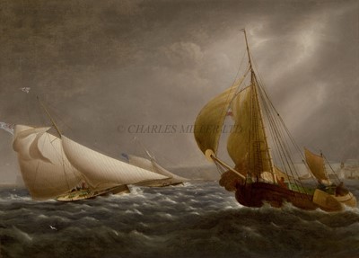 Lot 30 - JAMES EDWARD BUTTERSWORTH (BRITISH, 1817-1894) - CUTTER YACHTS OF THE ROYAL THAMES YACHT CLUB AND THE ROYAL YACHT SQUADRON COMPETING IN THE SOLENT