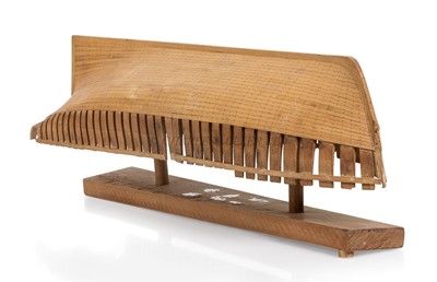 Lot 8 - A 1/48 SCALE FRAMED AND SEMI-PLANKED MODEL FOR A 19TH CENTURY MERCHANTMAN