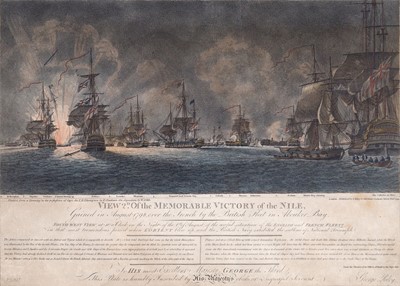 Lot 125 - ‘..THE MEMORABLE VICTORY OF THE NILE’: FOUR CONTEMPORARY HAND-COLOURD AQUATINTS