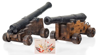 Lot 145 - A PAIR OF MODEL NAVAL GUNS
