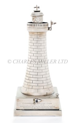 Lot 16 - A NOVELTY SILVER ELECTRIC LIGHTHOUSE LIGHTER, CIRCA 1938