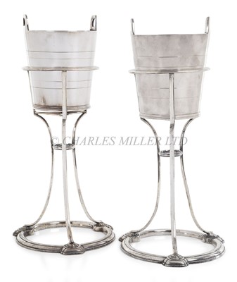 Lot 86 - RARE PAIR OF SILVER PLATED WINE COOLER STANDS FOR THE WHITE STAR LINE, CIRCA 1922