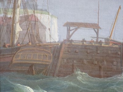 Lot 9 - ATTRIBUTED TO THOMAS WHITCOMBE (1763-1824) - STUDY OF A CUTTER LEAVING THE HARBOUR