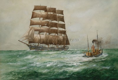 Lot 5 - WILLIAM MINSHALL BIRCHALL (BRITISH, USA, 1884-1941) - UP AND DOWN CHANNEL; A TOW DOWN CHANNEL OFF DUNGENESS