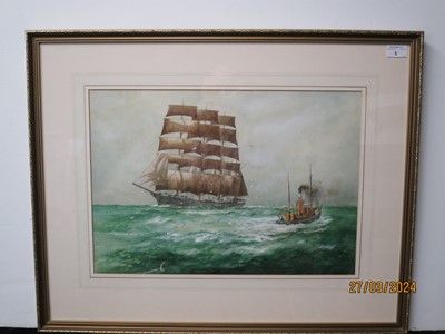 Lot 5 - WILLIAM MINSHALL BIRCHALL (BRITISH, USA, 1884-1941) - UP AND DOWN CHANNEL; A TOW DOWN CHANNEL OFF DUNGENESS