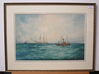 Lot 5 - WILLIAM MINSHALL BIRCHALL (BRITISH, USA, 1884-1941) - UP AND DOWN CHANNEL; A TOW DOWN CHANNEL OFF DUNGENESS