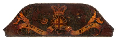 Lot 25 - A POLYCHROME STERN BOARD FOR THE GREENWICH REGATTA OF 1847