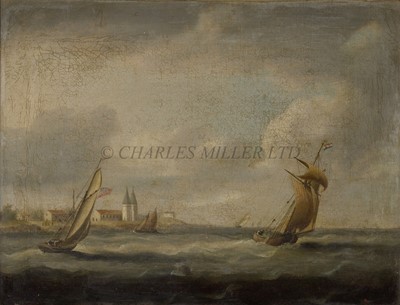Lot 10 - ATTRIBUTED TO THOMAS BUTTERSWORTH (BRITISH, CIRCA 1768-1842) - Shipping off the Reculvers, Kent
