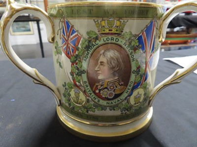Lot 74 - A TRAFALGAR CENTENARY COPELAND SUBSCRIBER’S COPY LOVING CUP OR TYG, CIRCA 1905
