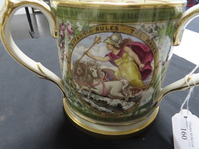 Lot 74 - A TRAFALGAR CENTENARY COPELAND SUBSCRIBER’S COPY LOVING CUP OR TYG, CIRCA 1905