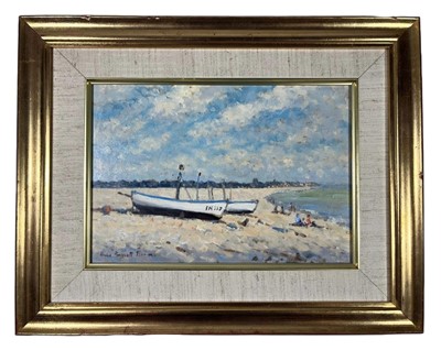 Lot 19 - δ HUGH BOYCOTT BROWN (BRITISH, 1909-1990) - A sunny day on the beach [Ipswich]
