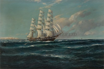 Lot 7 - δ WILFRED KNOX (R. MACGREGOR) (BRITISH, 1884-1966) - The ‘emigrant clipper’ 'Royal Family' running before the wind under full sail