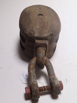 Lot 20 - A DOUBLE PULLY BLOCK FROM H.M.S. 'WARRIOR', 1860