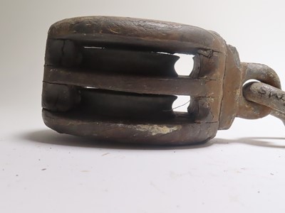 Lot 20 - A DOUBLE PULLY BLOCK FROM H.M.S. 'WARRIOR', 1860