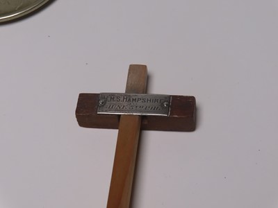 Lot 31 - 'H.M.S. HAMPSHIRE'; A MODEL MEMORIAL TO LORD KITCHENER MADE OF TREEN FROM THE WRECKAGE, 1916