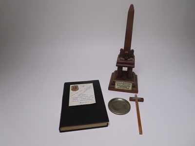 Lot 31 - 'H.M.S. HAMPSHIRE'; A MODEL MEMORIAL TO LORD KITCHENER MADE OF TREEN FROM THE WRECKAGE, 1916