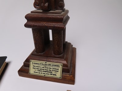 Lot 31 - 'H.M.S. HAMPSHIRE'; A MODEL MEMORIAL TO LORD KITCHENER MADE OF TREEN FROM THE WRECKAGE, 1916