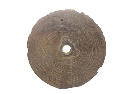 Lot 11 - A LIGNUM VITAE PULLY SHEAVE RECOVERED FROM THE WRECK OF THE H.M. TRAINING SHIP 'WORCESTER' (EX-H.M.S. 'FREDERICK WILLIAM'), 1953