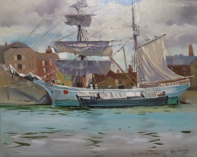 Lot 124 - δ ARTHUR ROYCE BRADBURY (BRITISH, 1892-1977) - A.V. 'Venire Viareggio' at the Quayside
