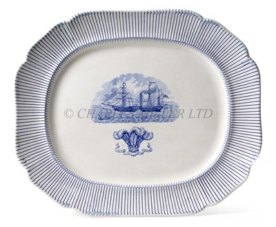 Lot 119 - A RARE STONEWARE MEAT PLATTER FOR THE NORTH LANCASHIRE STEAM NAVIGATION CO. PADDLE STEAMER PRINCE OF WALES, CIRCA 1842